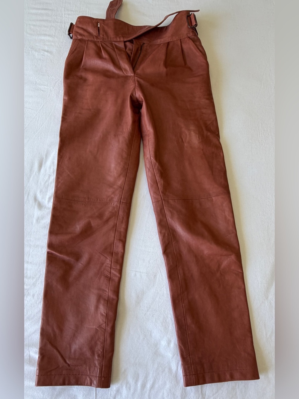 Sézane 100% Lamb Leather Paperbag Waist Pants FR34